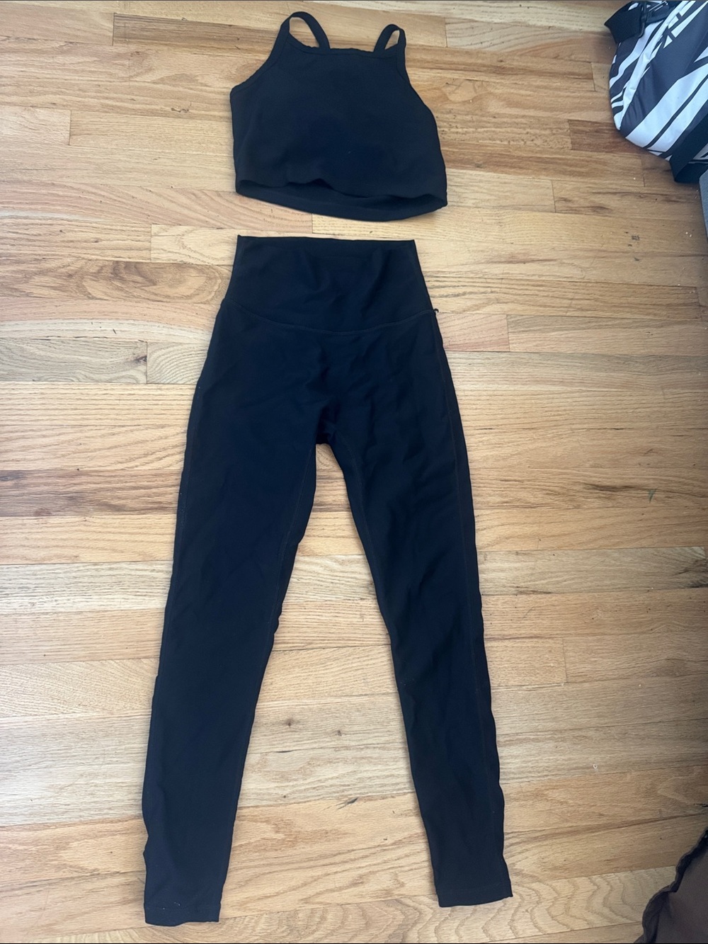 All Fenix Ribbed Black Two-Piece Active Set - Crop Tank & High-Waist Leggings